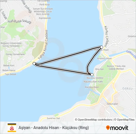 AŞIYAN - ANADOLU HISARI - KÜÇÜKSU (RING) Ferry Line Map