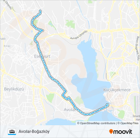 AVCILAR-BOĞAZKÖY minibüs / dolmuş Hattı Haritası