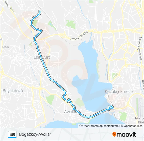 AVCILAR-BOĞAZKÖY Dolmus & Minibus Line Map