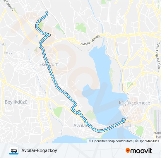 AVCILAR-BOĞAZKÖY minibüs / dolmuş Hattı Haritası