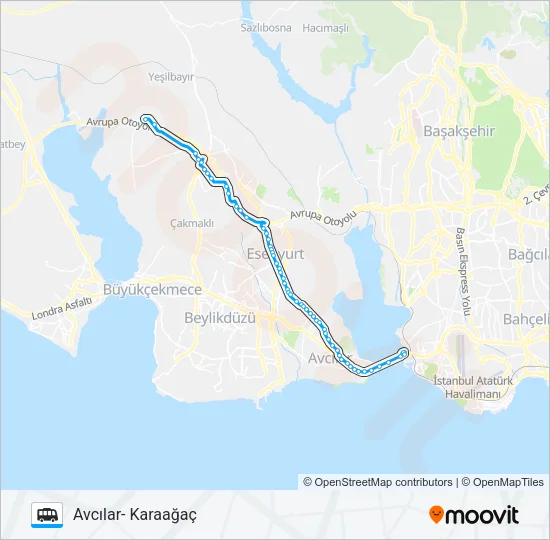 AVCILAR - KARAAĞAÇ Dolmus & Minibus Line Map