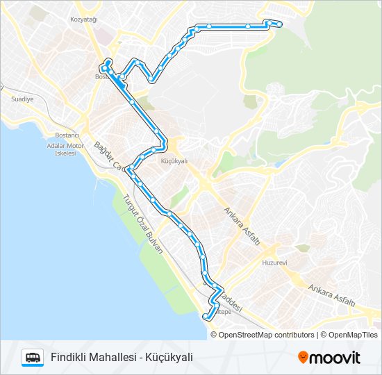 KÜÇÜKYALI-AYDINEVLER-FINDIKLI minibüs / dolmuş Hattı Haritası
