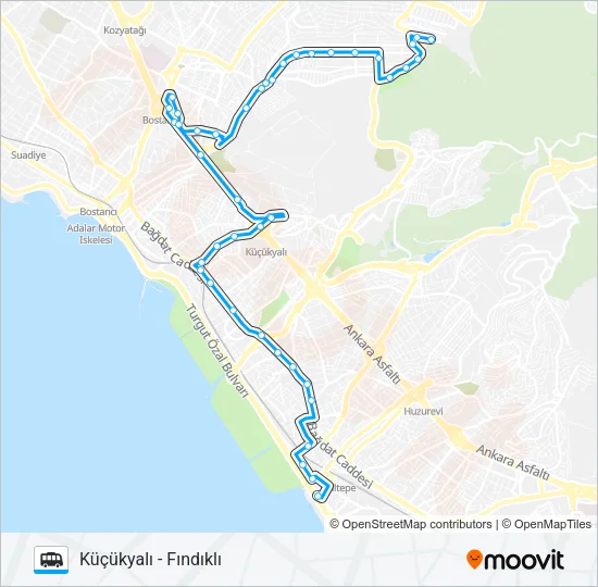 KÜÇÜKYALI-AYDINEVLER-FINDIKLI Dolmus & Minibus Line Map