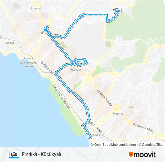 KÜÇÜKYALI-AYDINEVLER-FINDIKLI Dolmus & Minibus Line Map