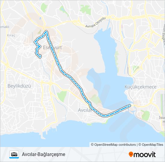 AVCILAR-BAĞLARÇEŞME minibüs / dolmuş Hattı Haritası