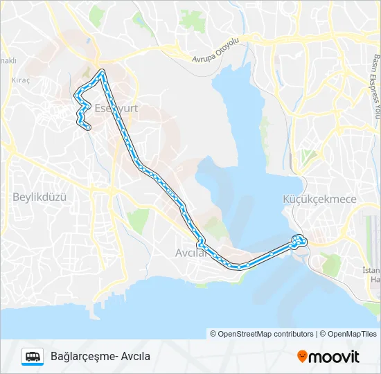 AVCILAR-BAĞLARÇEŞME Dolmus & Minibus Line Map