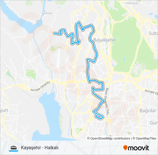 HALKALI-MASKO-ONURKENT-KAYAŞEHIR Dolmus & Minibus Line Map