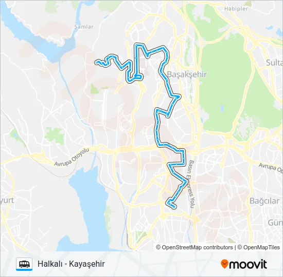 HALKALI-MASKO-ONURKENT-KAYAŞEHIR Dolmus & Minibus Line Map