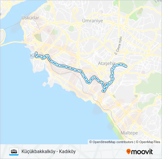 KADIKÖY-TÜCCARBAŞI-KAZASKER-İÇERENKÖY-K.BAKKALKÖY Dolmus & Minibus Line Map