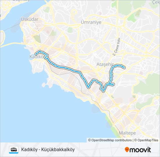 KADIKÖY-TÜCCARBAŞI-KAZASKER-İÇERENKÖY-K.BAKKALKÖY minibüs / dolmuş Hattı Haritası