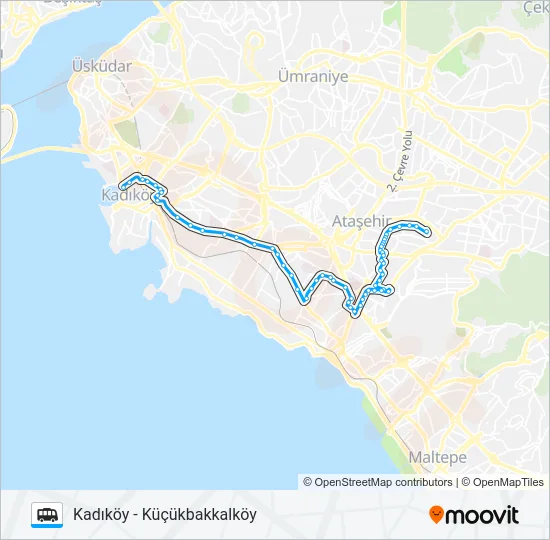 KADIKÖY-TÜCCARBAŞI-KAZASKER-İÇERENKÖY-K.BAKKALKÖY Dolmus & Minibus Line Map