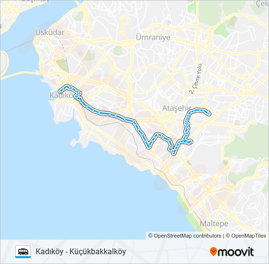 KADIKÖY-TÜCCARBAŞI-KAZASKER-İÇERENKÖY-K.BAKKALKÖY dolmus & minibus Line Map