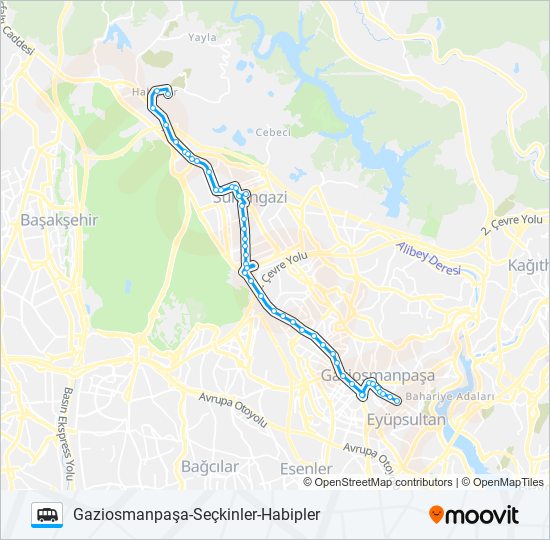 GAZIOSMANPAŞA-SEÇKINLER-HABIPLER dolmus & minibus Line Map
