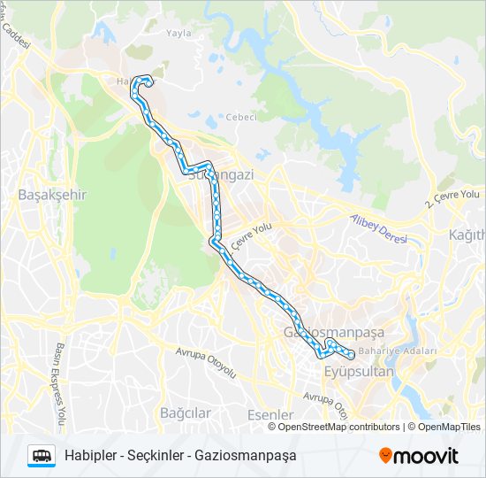 GAZIOSMANPAŞA-SEÇKINLER-HABIPLER Dolmus & Minibus Line Map