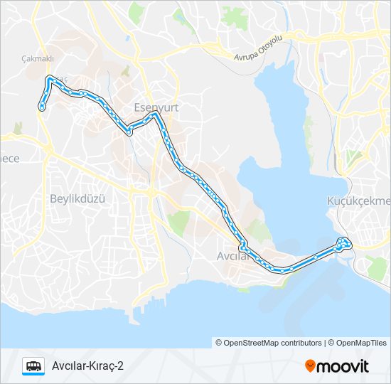 AVCILAR KIRAÇ 2 minibüs / dolmuş Hattı Haritası