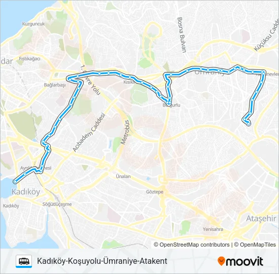 KADIKÖY-KOŞUYOLU-ÜMRANIYE-ATAKENT Dolmus & Minibus Line Map