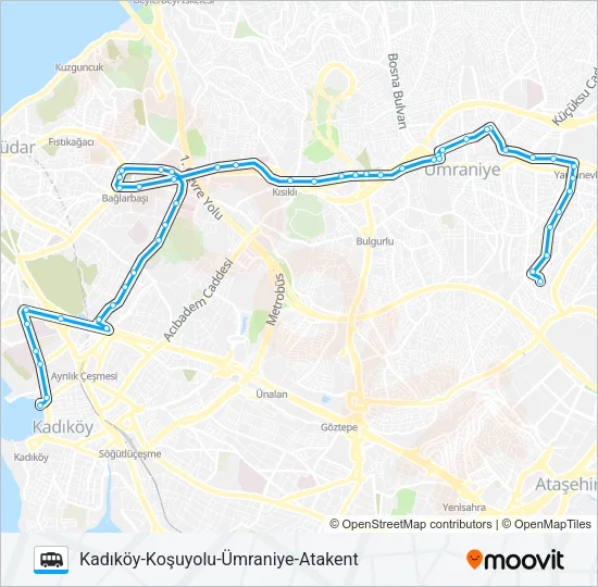 KADIKÖY-KOŞUYOLU-ÜMRANIYE-ATAKENT Dolmus & Minibus Line Map