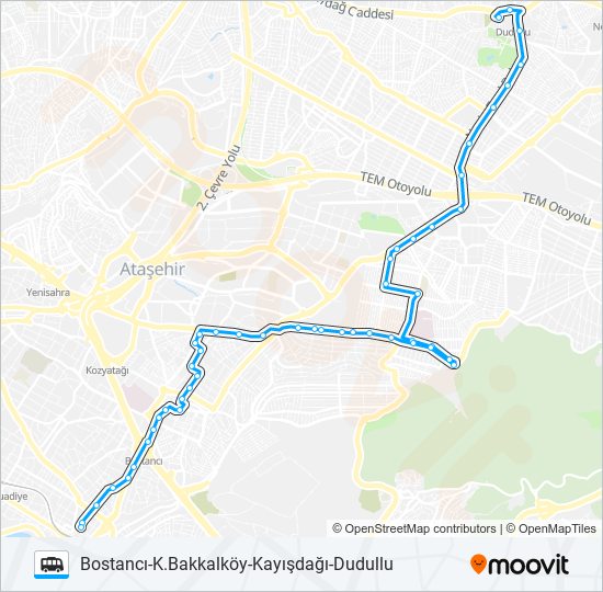 BOSTANCI-K.BAKKALKÖY-KAYIŞDAĞI-DUDULLU Dolmus & Minibus Line Map