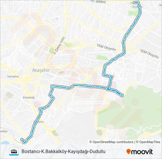 BOSTANCI-K.BAKKALKÖY-KAYIŞDAĞI-DUDULLU Dolmus & Minibus Line Map