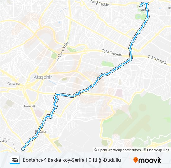 BOSTANCI-K.BAKKALKÖY-ŞERIFALI ÇIFTLIĞI-DUDULLU minibüs / dolmuş Hattı Haritası