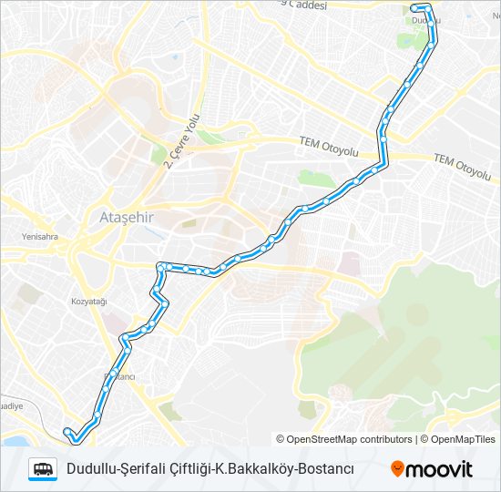 BOSTANCI-K.BAKKALKÖY-ŞERIFALI ÇIFTLIĞI-DUDULLU minibüs / dolmuş Hattı Haritası