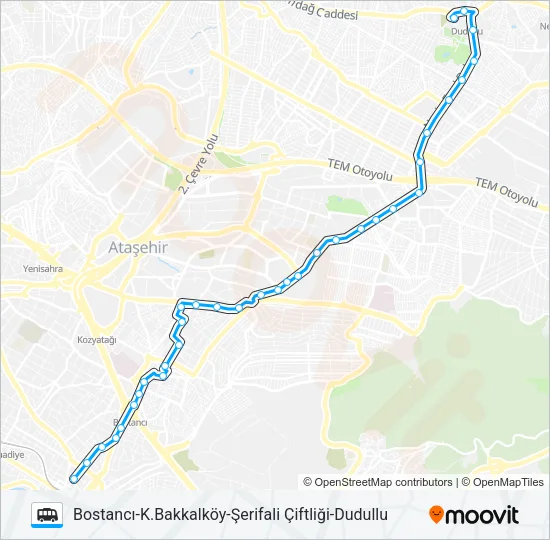 BOSTANCI-K.BAKKALKÖY-ŞERIFALI ÇIFTLIĞI-DUDULLU Dolmus & Minibus Line Map