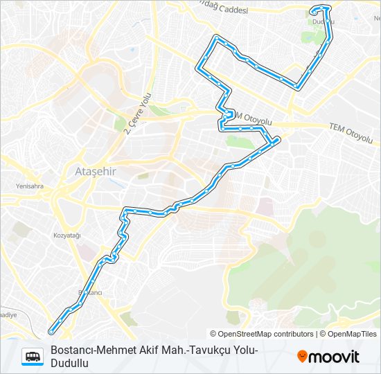 BOSTANCI-MEHMET AKIF MAH.-TAVUKÇU YOLU-DUDULLU dolmus & minibus Line Map
