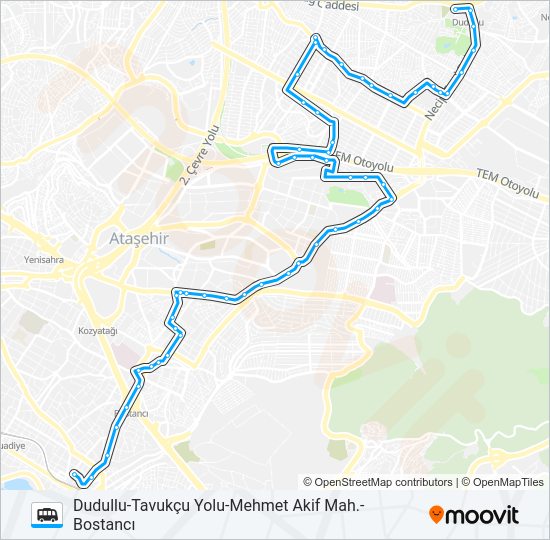 BOSTANCI-MEHMET AKIF MAH.-TAVUKÇU YOLU-DUDULLU minibüs / dolmuş Hattı Haritası