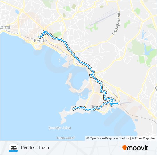 PENDIK - TUZLA Dolmus & Minibus Line Map