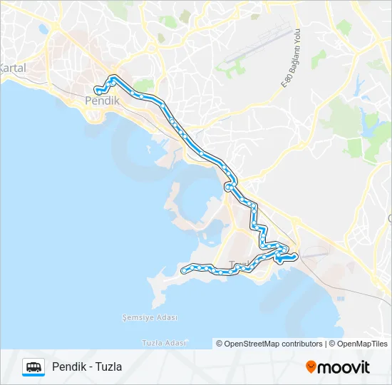 PENDIK - TUZLA Dolmus & Minibus Line Map