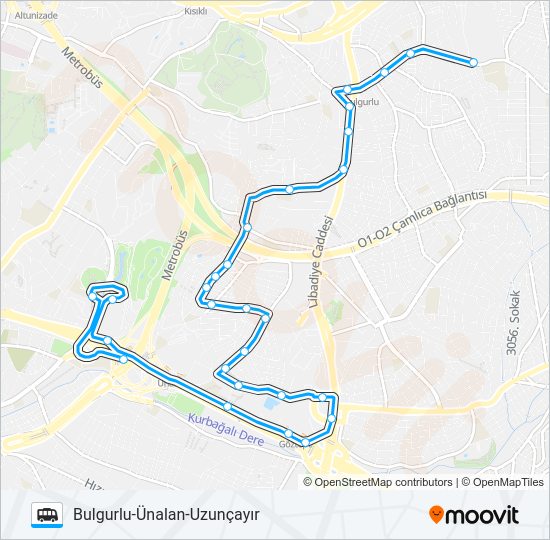 UZUNÇAYIR-ÜNALAN-BULGURLU minibüs / dolmuş Hattı Haritası