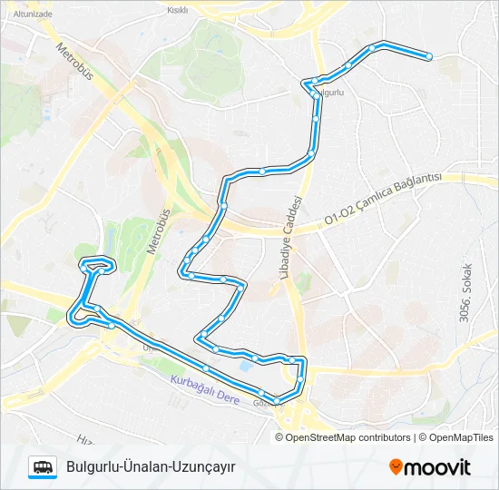 UZUNÇAYIR-ÜNALAN-BULGURLU Dolmus & Minibus Line Map