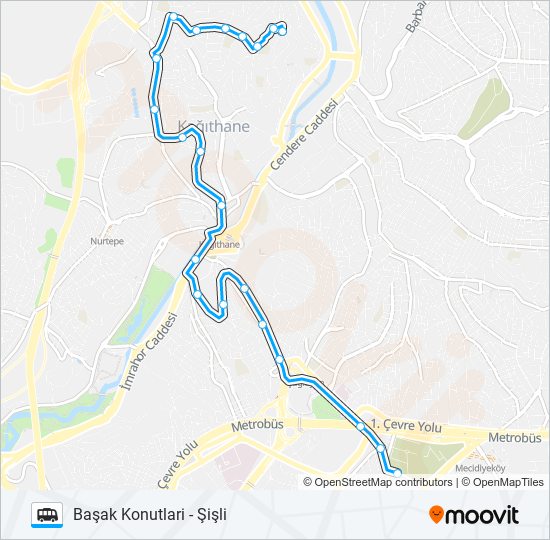 ŞIŞLI-KAĞITHANE-ABDURRAHMAN MH-BAŞAK KONUTLARI minibüs / dolmuş Hattı Haritası