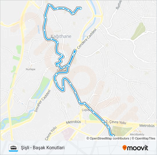 ŞIŞLI-KAĞITHANE-ABDURRAHMAN MH-BAŞAK KONUTLARI minibüs / dolmuş Hattı Haritası