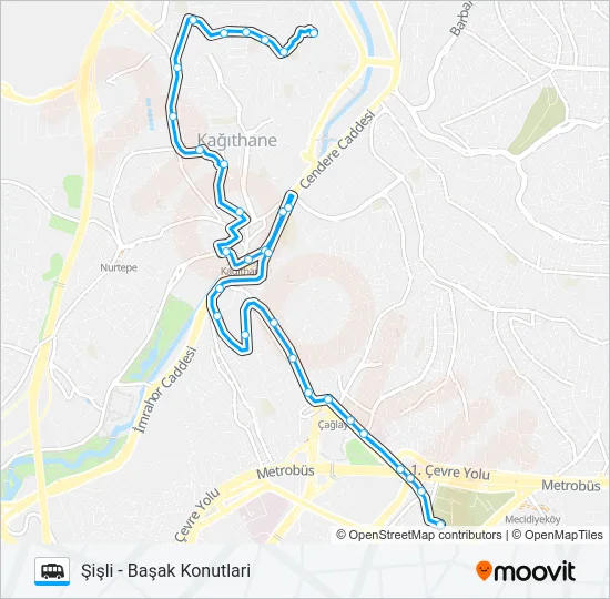ŞIŞLI-KAĞITHANE-ABDURRAHMAN MH-BAŞAK KONUTLARI Dolmus & Minibus Line Map