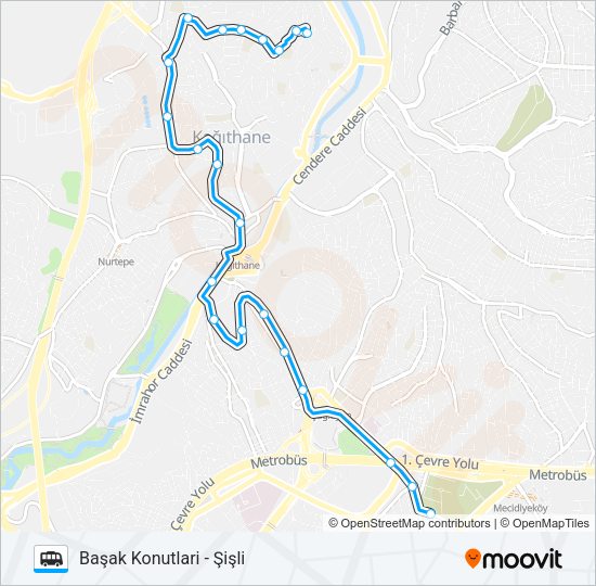 ŞIŞLI-KAĞITHANE-ABDURRAHMAN MH-BAŞAK KONUTLARI minibüs / dolmuş Hattı Haritası