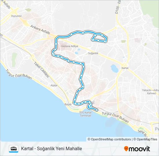 KARTAL-ESENTEPE-DEVLET HASTANESI-SOĞANLIK YENI MAHALLE Dolmus & Minibus Line Map