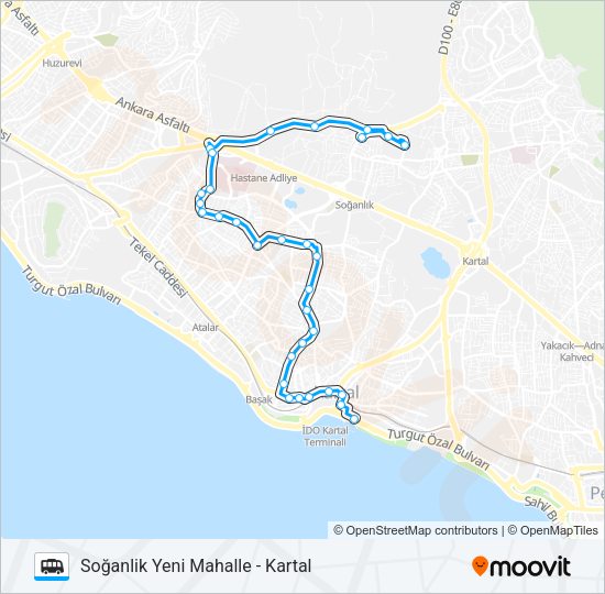 KARTAL-ESENTEPE-DEVLET HASTANESI-SOĞANLIK YENI MAHALLE minibüs / dolmuş Hattı Haritası