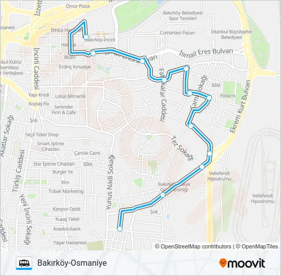 BAKIRKÖY - OSMANIYE - BAKIRKÖY METRO Dolmus & Minibus Line Map