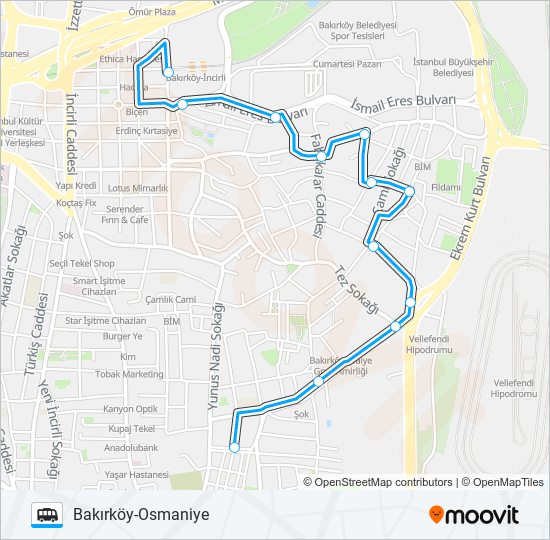 BAKIRKÖY - OSMANIYE - BAKIRKÖY METRO dolmus & minibus Line Map