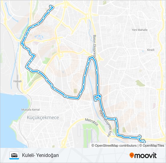KULELI-YENIDOĞAN minibüs / dolmuş Hattı Haritası