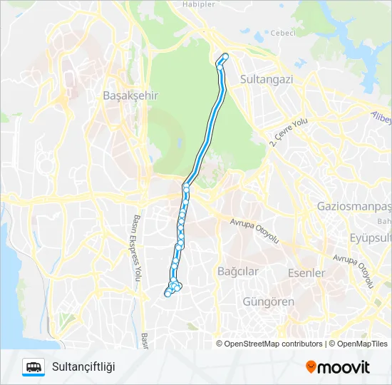GÜNEŞLI-MAHMUTBEY-SULTANÇIFTLIĞI Dolmus & Minibus Line Map