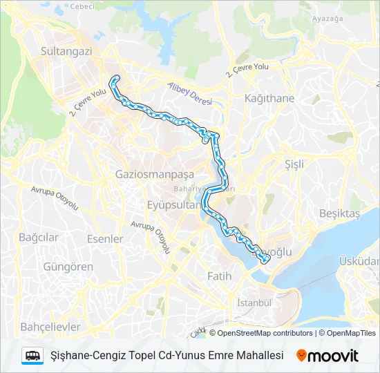 ŞIŞHANE-CENGIZ TOPEL CD-YUNUS EMRE MAHALLESI Dolmus & Minibus Line Map