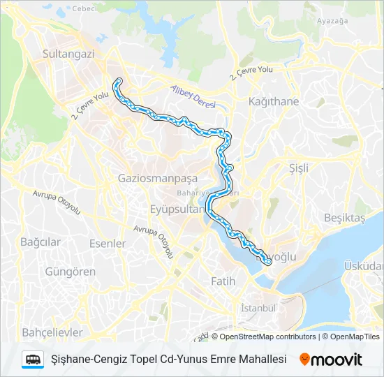 ŞIŞHANE-CENGIZ TOPEL CD-YUNUS EMRE MAHALLESI Dolmus & Minibus Line Map