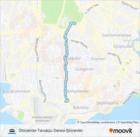 ŞIRINEVLER-TAVUKÇU DERESI-42 EVLER Dolmus & Minibus Line Map
