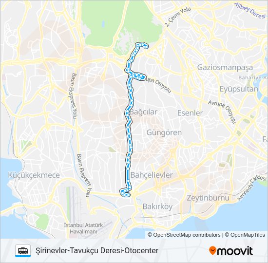 ŞIRINEVLER-TAVUKÇU DERESI-42 EVLER minibüs / dolmuş Hattı Haritası