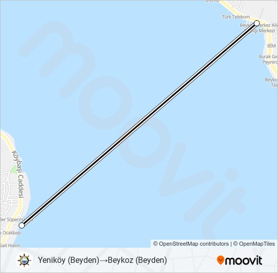 BEYKOZ - YENIKÖY vapur Hattı Haritası