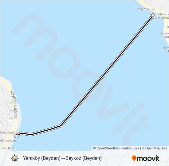 BEYKOZ - YENIKÖY Ferry Line Map