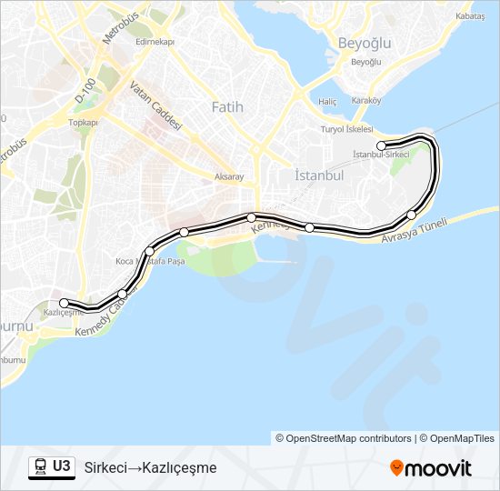 U3 tren Hattı Haritası