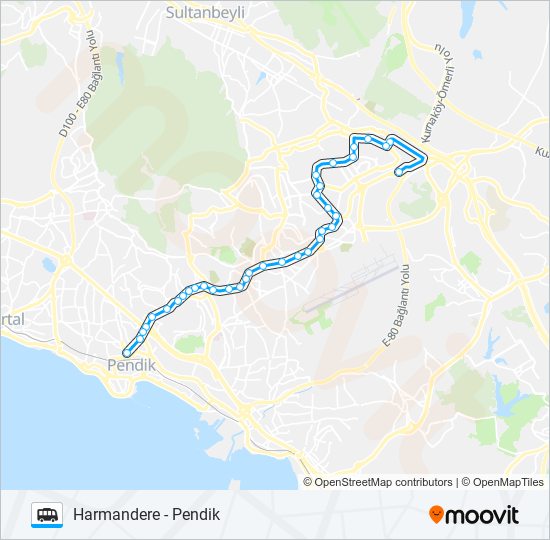 PENDIK - HARMANDERE minibüs / dolmuş Hattı Haritası